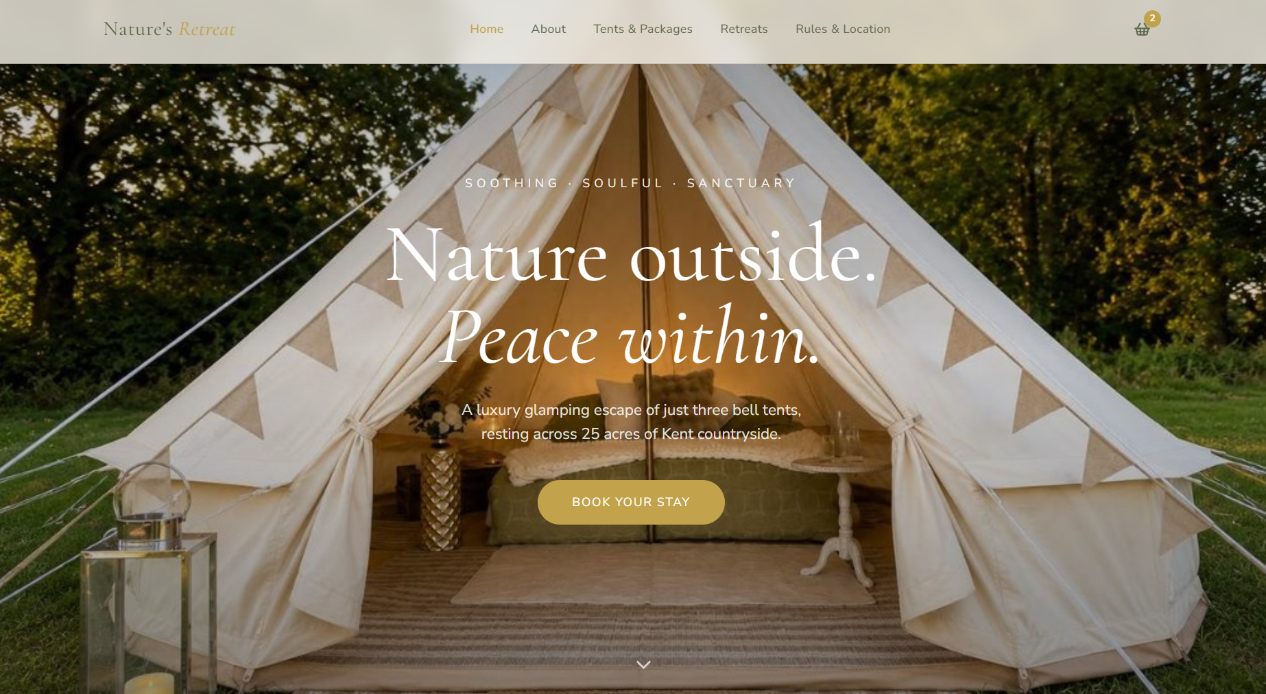 Nature's Retreat Kent website homepage