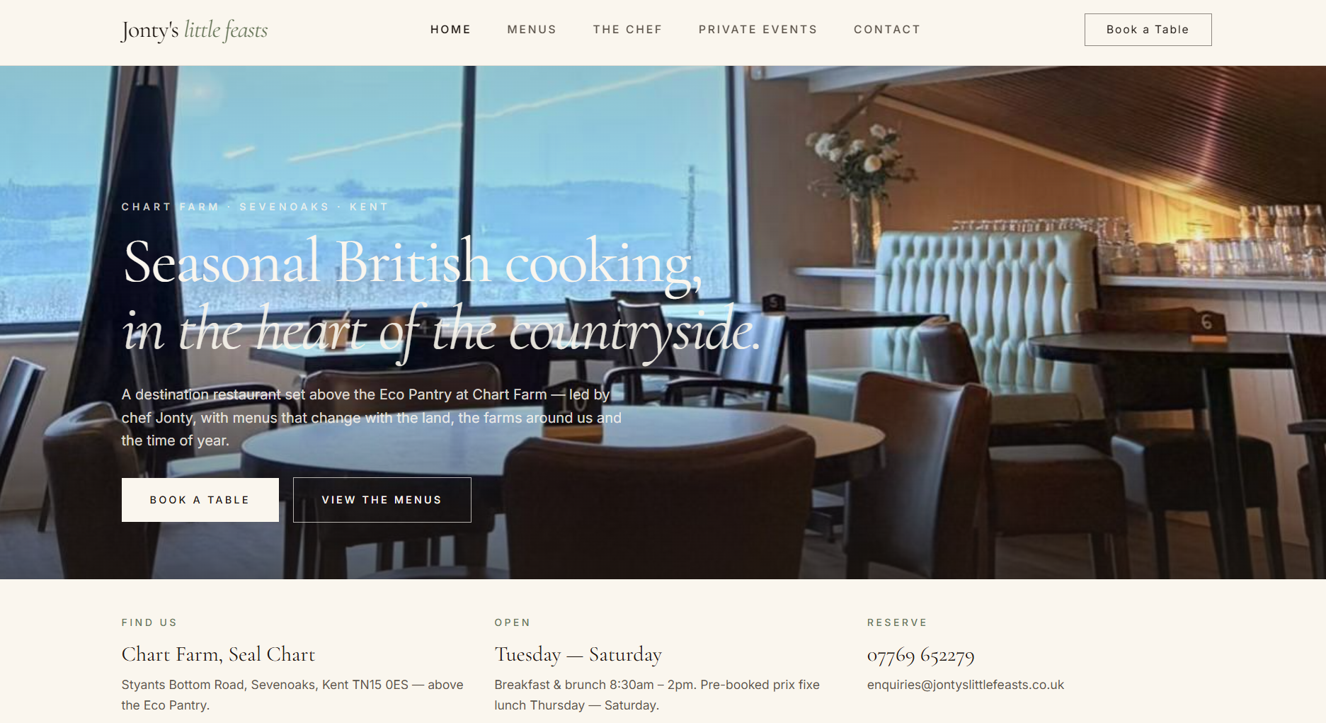 Jonty's Little Feast website homepage