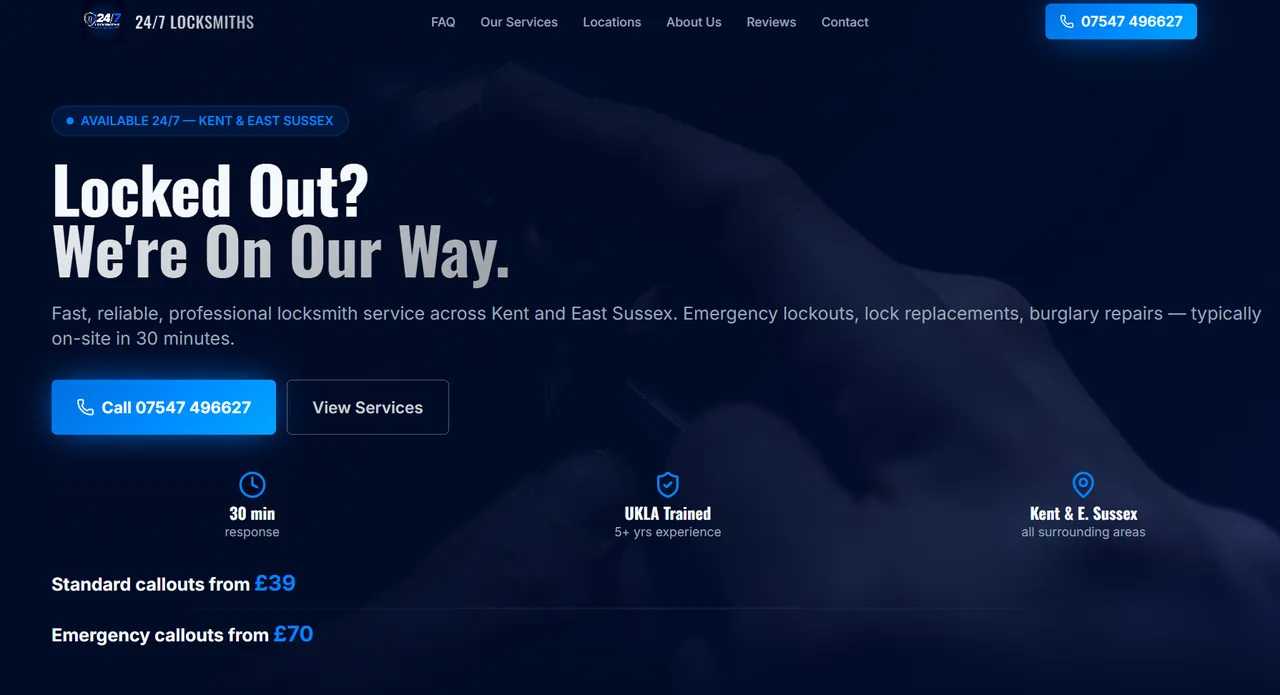 Kent Locksmith 24/7 website