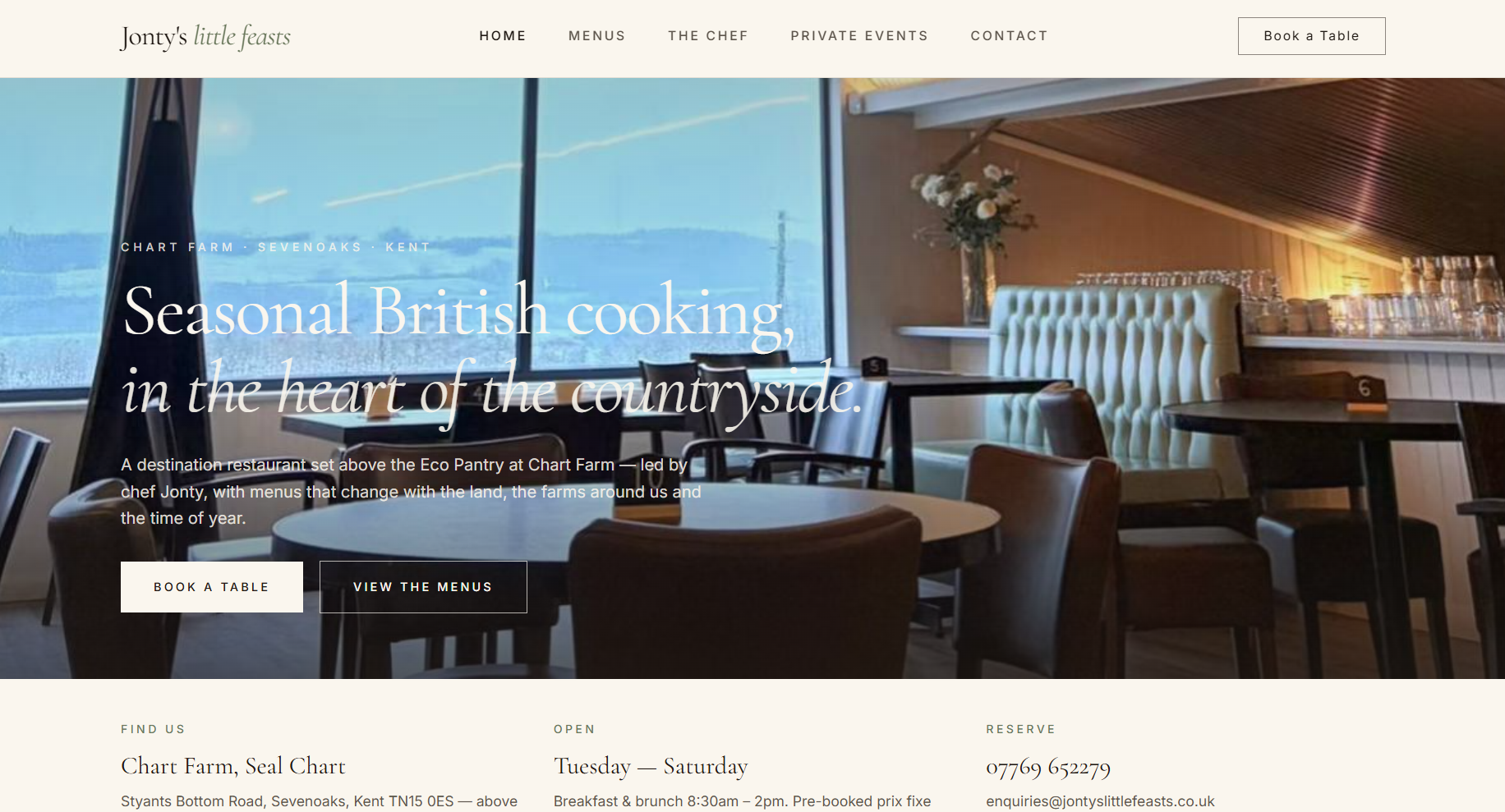 Jonty's Little Feast website homepage