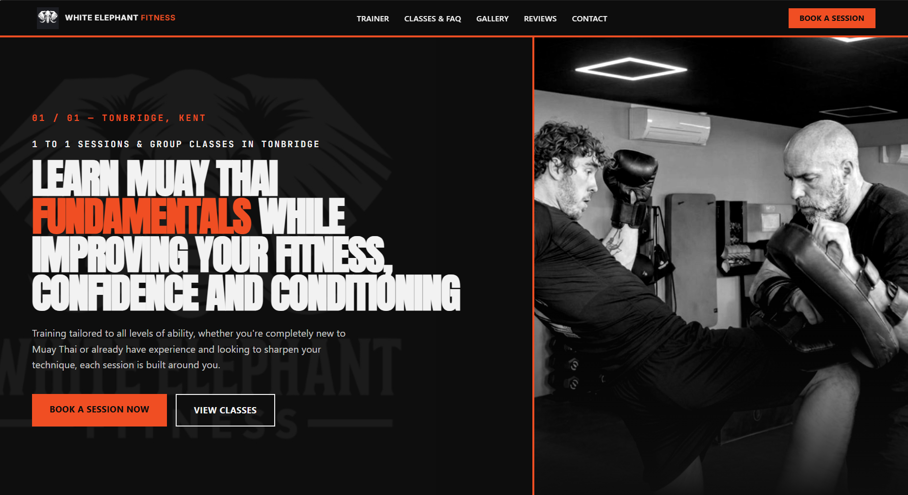 White Elephant Fitness website homepage