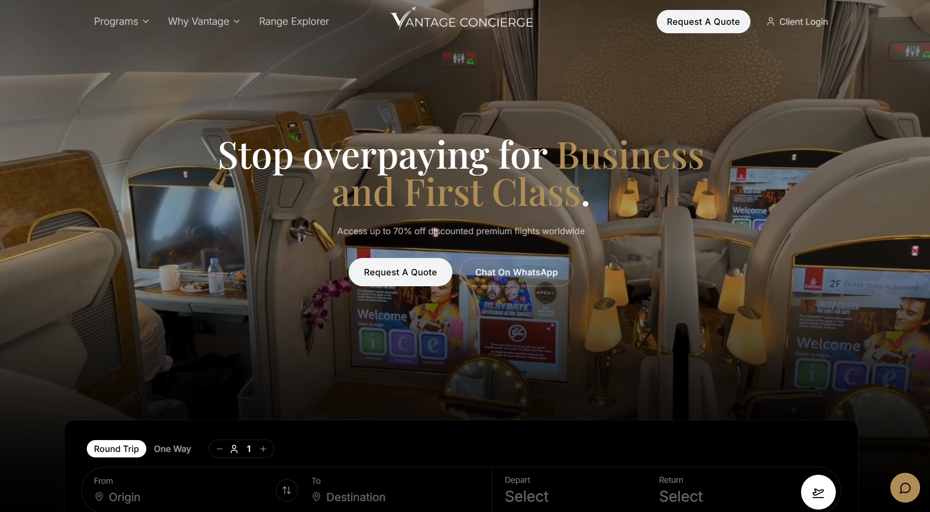 Vantage Concierge website