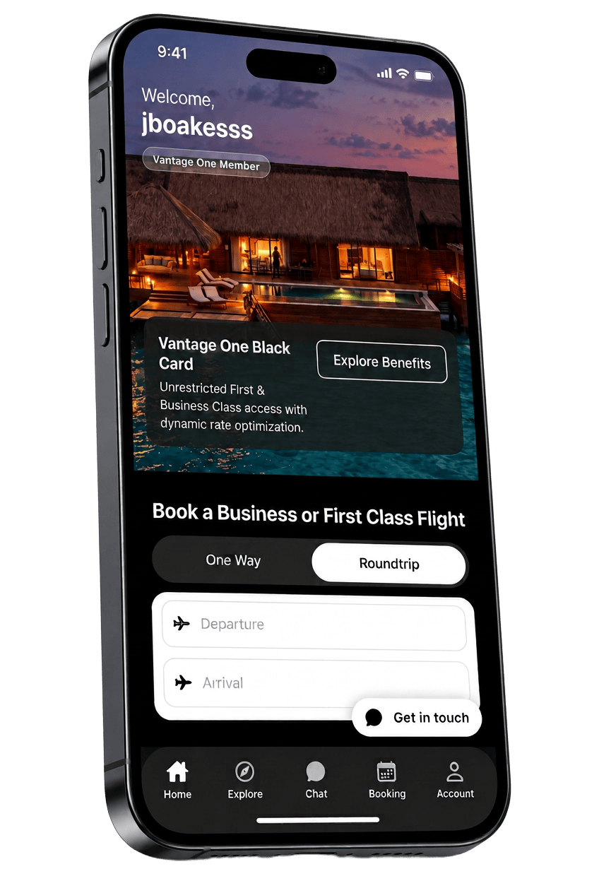 The Vantage Concierge app displayed on a phone
